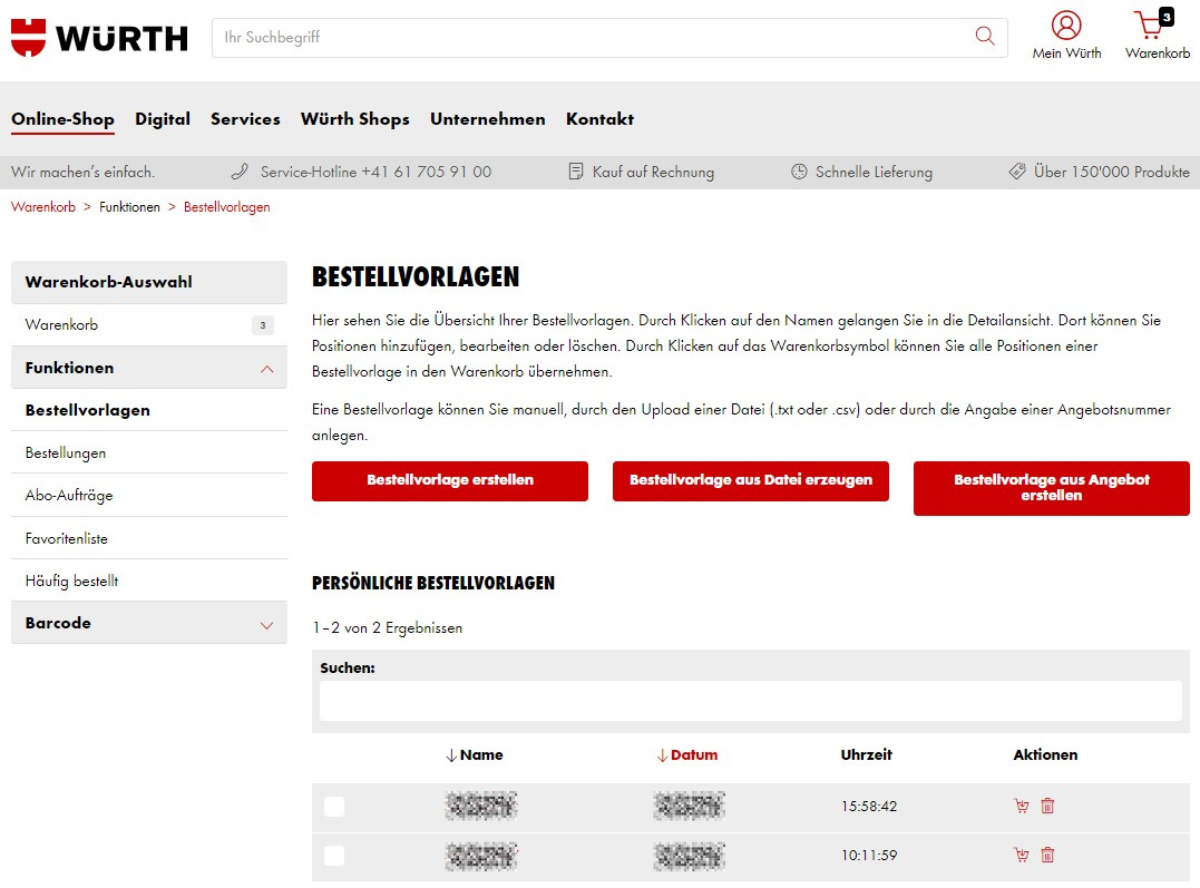 Bestellvorlagen