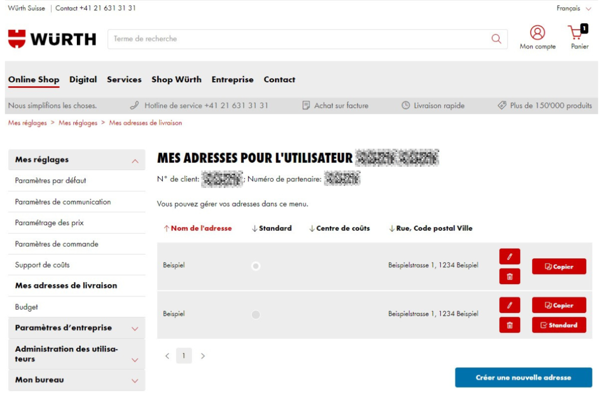 Adresse personnelle pour votre utilisateur