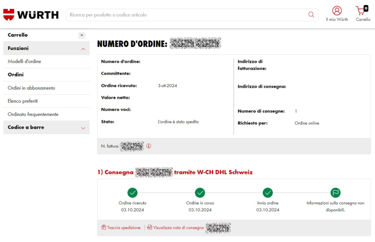 Dove posso trovare il tracking della spedizione?
